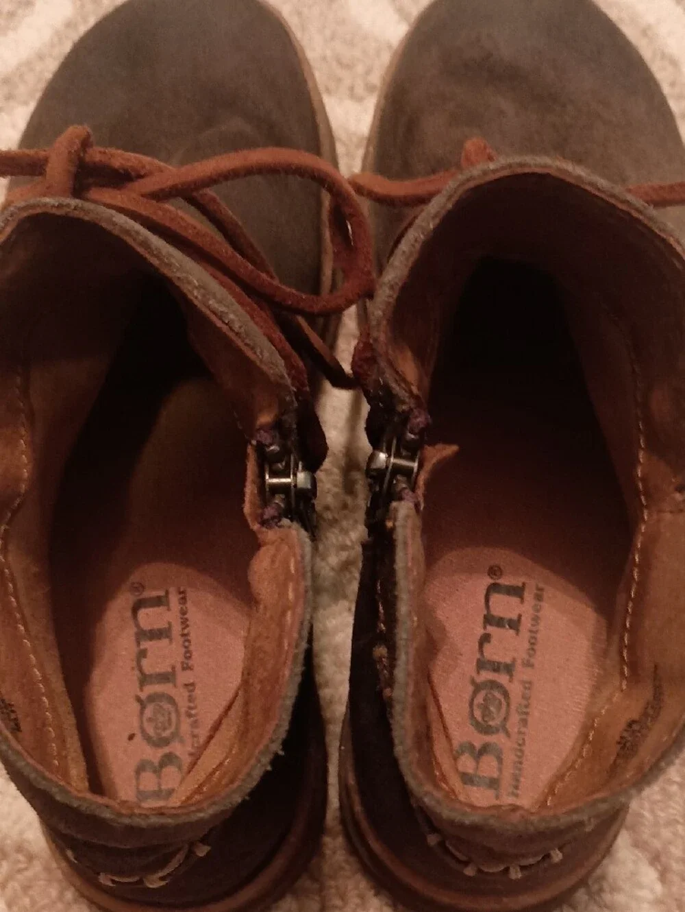 Born Cayln Lace Up Ankle Boots With Side Zippers 6.5